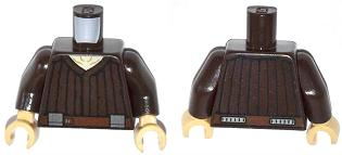 Lego Torso SW Shirt Vertical Pleats Pattern (Ree-Yees) / Dark Brown Arms / Tan Hands