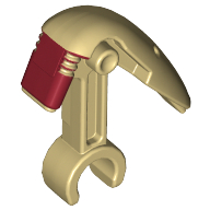 Lego Minifig Head Special with Clip, Mechanical with Dark Red Insignia Print (Battle Droid Security) / Tan