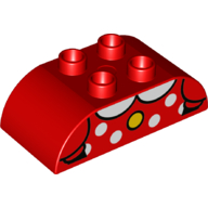 Lego Duplo Brick 2 x 4 Curved Top with Minnie Mouse Dress Print / Red