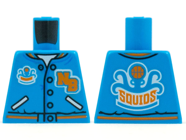 Lego Torso Sports Jacket with Orange 'NB' and 'SQUIDS' on Back Pattern / Dark Azure