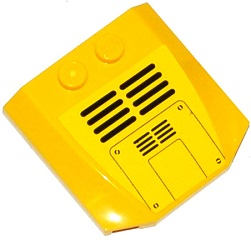 Lego Wedge 4 x 4 x 2/3 Triple Curved with Grilles, Hatches and Screws Pattern (Sticker) - Set 60074 / Yellow