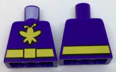 Lego Torso Batman Yellow Killer Moth Logo and Belt Pattern / Dark Purple