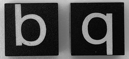 Lego Modulex, Tile 2 x 2 (no Internal Supports) with White Lowercase Letter b / q Pattern