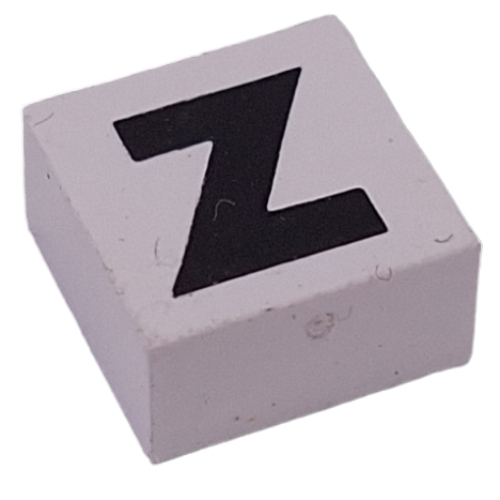Lego Modulex Tile 2 x 2 with Black 'Z' Print, Black Internal Lining, White Dot / Modulex White