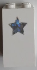 Lego Brick 2 x 2 x 3 with Holographic Mirrored Star Pattern (Sticker) - Set 5942
