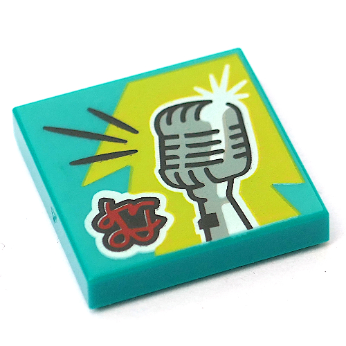 Lego Tile 2 x 2 with Acapella Solo print / Dark Turquoise