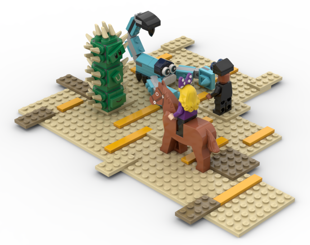 Lego Battle at Neksdor Desert with Cacti Stack and Scaredy-Scorpion