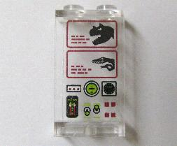 Lego Panel 1 x 2 x 3 - Solid Studs with Dinosaur Computer Screen and Levers Pattern (Sticker) - Set 7297