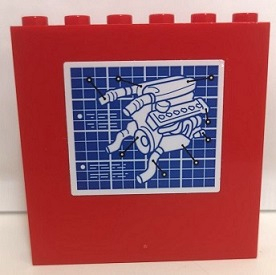 Lego Panel 1 x 6 x 5 with White Engine on Blue Background Pattern (Sticker) - Set 75882