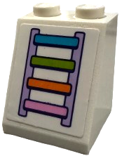 Lego Slope 65 2 x 2 x 2 with Bottom Tube with Lavender, Bright Pink, Orange, Lime and Medium Azure Ladder Pattern (Sticker) - Set 41718