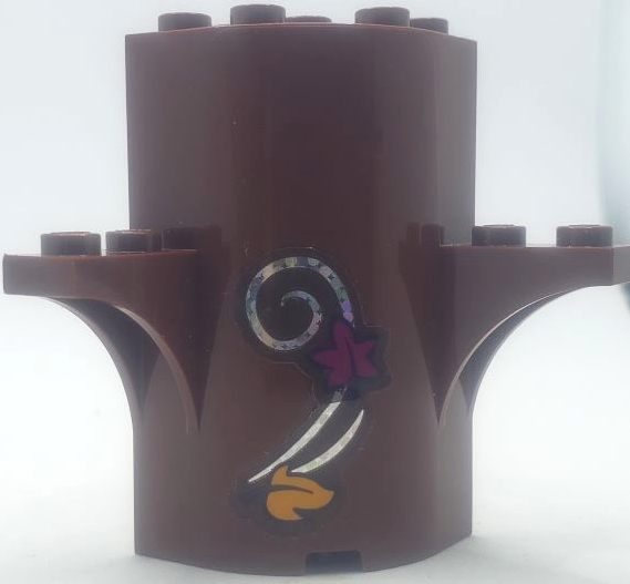 Lego Cylinder Quarter 3 x 3 x 5 with 1 x 1 Cutout and 2 Arch Tops with Bright Light Orange and Magenta Leaves and Metallic Swirl Pattern 3 (Sticker) - Set 41164