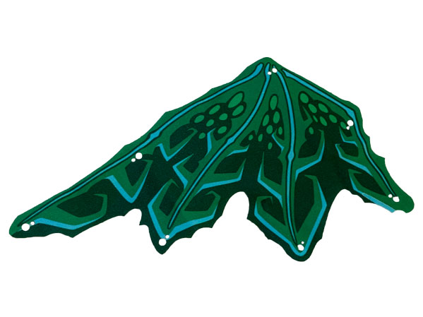 Lego Wing, Right, Dragon, Azure Bones, Green/Dark Green Webbing / Green
