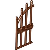 Lego Gate 1 x 4 x 9 Arched with Bars and Three Studs / Reddish Brown
