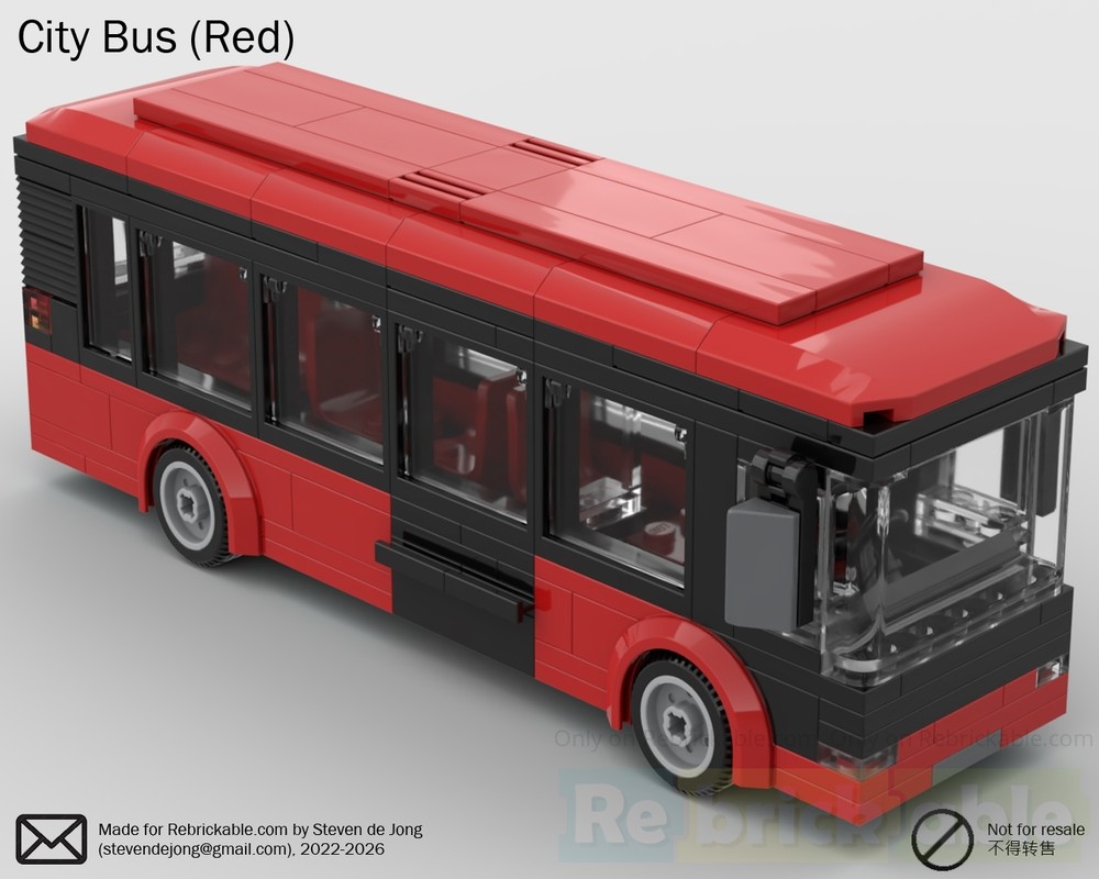 Lego City Bus (City / Minifig Scale, 2023 Revision, Red)