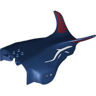 Lego Creature Body Part, Tulkun Head with White Stripes, Dark Red Markings Print / Dark Blue