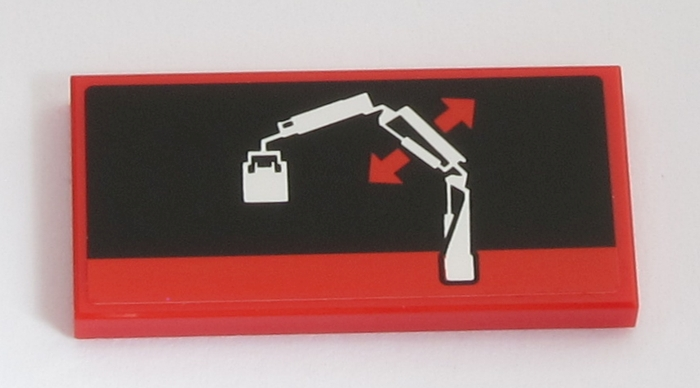 Lego Tile 2 x 4 with Crane Arm Movement 1 Pattern (Sticker) - Set 42043 / Red
