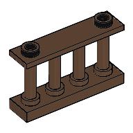 Lego Fence Spindled 1 x 4 x 2 [2 Top Studs] / Brown