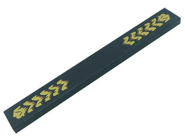 Lego Tile 1 x 8 with Gold Chevrons and Reddish Brown Rust Pattern (Stickers) - Set 71755