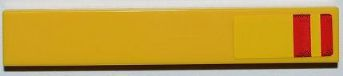 Lego Tile 1 x 6 with 2 Vertical Red Stripes Pattern on End (Sticker) - Set 8186 / Yellow