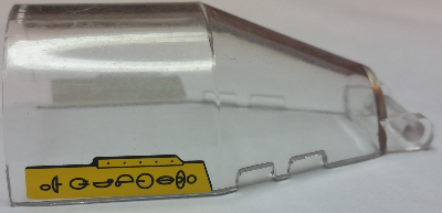 Lego Windscreen 6 x 4 x 2 Round with Bar Handle with Black Naboo Symbols on Yellow Background Pattern on Both Sides (Stickers) - Sets 7877 / 75092 / Trans-Clear