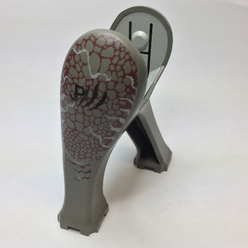 Lego Animal Body Part, Dinosaur, Legs Long, Dark Red, White Scales and 'JPIII' Print