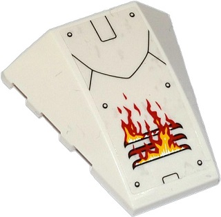 Lego Wedge 4 x 4 Triple Curved No Studs with Rivets, Black Lines and Vent with Flames  Pattern (Sticker) - Set 70142