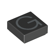 Lego Tile 1 x 1 with letter Capital G Print / Black
