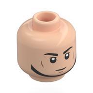 Lego Minifig Head Imperial Remnants Shuttle Pilot, Black Eyebrows, Strap, Cheek Lines, Neutral / Angry