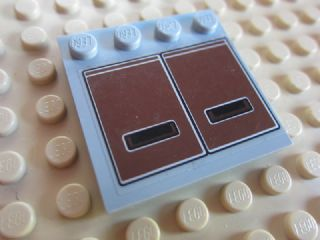 Lego Tile, Modified 4 x 4 with Studs on Edge with Reddish Brown Panels Pattern (Sticker) - Set 7753
