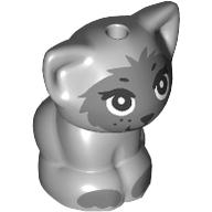 Lego Animal, Cat, Kitten Sitting with Dark Bluish Grey Face and Paws print (Gertrude) / Light Bluish Gray