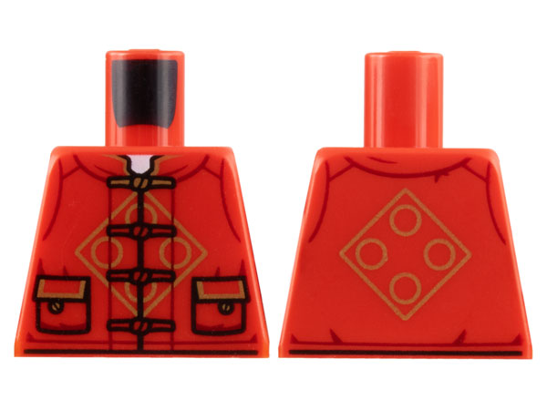 Lego Torso Tang Jacket with Laces, Gold Circles in Diamond, 2 Pockets Pattern / Red