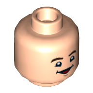 Lego Minifig Head Dustin Henderson, Reddish Brown Eyebrows, Worried / Smiling with Red Tongue and Squinted Eyes Print / Light Nougat