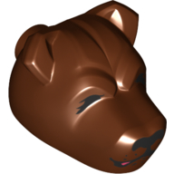 Lego Animal Body Part, Dog Head with Closed Eyes Print (Fluffy) / Reddish Brown