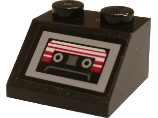 Lego Slope 45 2 x 2 with Cassette Player Pattern (Sticker) - Set 76081 / Black