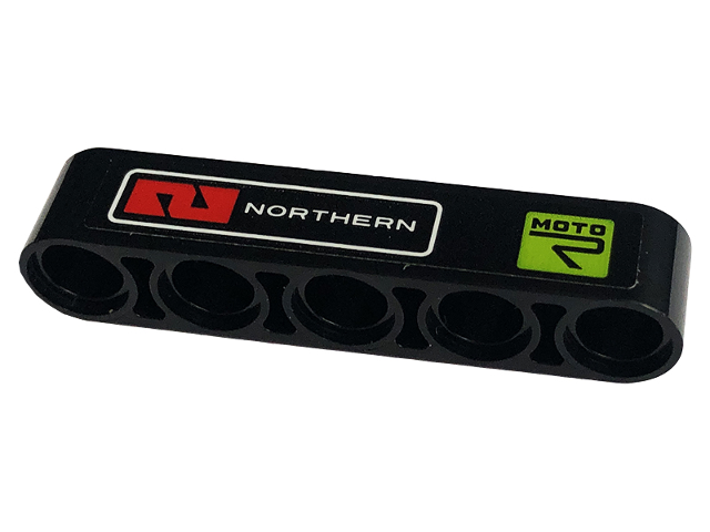 Lego Technic, Liftarm Thick 1 x 5 with 'NORTHERN' and 'MOTO R' Pattern Model Right Side (Sticker) - Set 42129