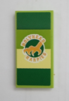 Lego Tile 2 x 4 with 'HOLYHEAD HARPIES' Pattern (Sticker) - Set 75980 / Lime