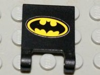 Lego Flag 2 x 2 Square with Flat Edge with Batman Logo Pattern (Sticker) - Set 7783