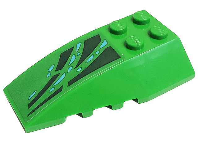 Lego Wedge 6 x 4 Triple Curved with Dark Green Skin and Medium Azure Scales Pattern Model Left Side (Sticker) - Set 71766