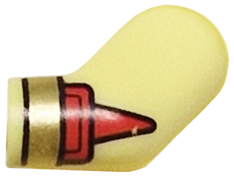 Lego Arm, Left with Red Cuff and Gold Bracelet Pattern / Bright Light Yellow