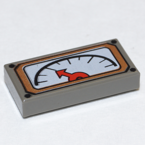 Lego Tile 1 x 2 with Red Needle Gauge Print