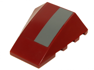 Lego Wedge 4 x 4 Triple Curved No Studs with Dark Bluish Gray and Dark Red Stripe Pattern (Sticker) - Set 10195