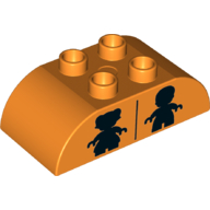 Lego Duplo Brick 2 x 4 Curved Top with Black Girl and Boy Silhouettes (Unisex Restroom) Print / Orange