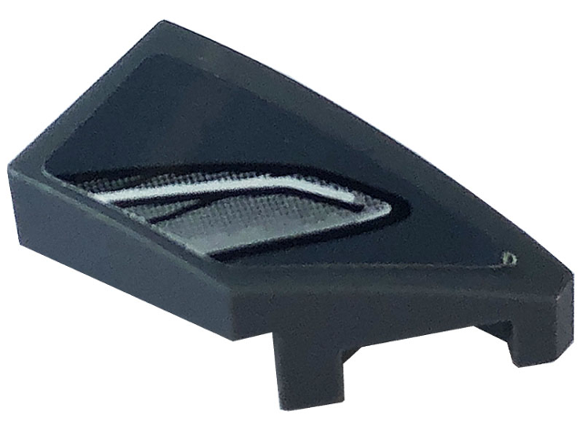 Lego Wedge 2 x 1 x 2/3 Right with Silver Car Headlight Pattern (Sticker) - Set 76903 / Dark Bluish Gray