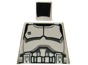 Lego Torso SW Armor Clone Trooper Black Belt and Gray Neckline Pattern / White