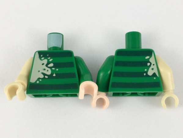 Lego Torso Spider-Man Dark Green Stripes and Tan Splotch Pattern (Sandman) / Green Arm Left / Tan Arm Right / Light Nougat Hand Left / Tan Hand Right