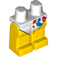 Lego Hips and Yellow Legs with White Gymnast Leotard with Red and Blue (Team GB Logo) Print