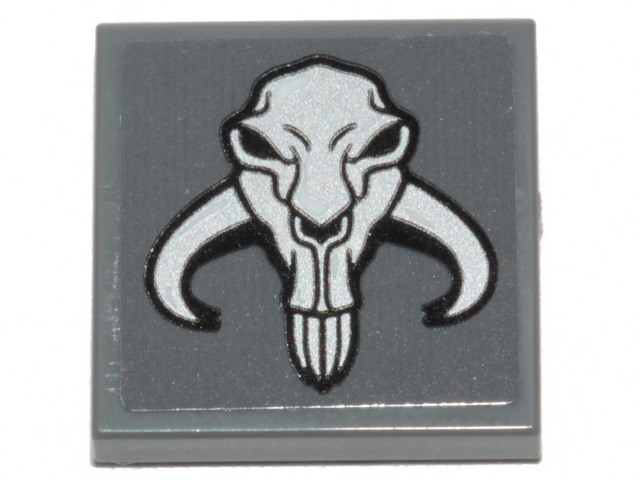 Lego Tile 2 x 2 with Mythosaur Skull (SW Mandalorian Isignia) Pattern (Sticker) - Set 75319