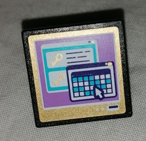 Lego Road Sign 2 x 2 Square with Clip with Keys and Keyboard on Computer Screen Pattern (Sticker) - Set 41101 / Black