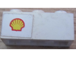 Lego Brick 1 x 3 with Shell Logo Small Pattern on Left (Sticker) - Set 6371 / White