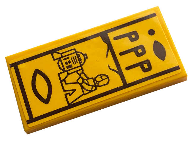 Lego Tile 2 x 4 with Dark Brown Hieroglyphs, Lines, C-3PO and R2-D2 Pattern (Sticker) - Set 77013 / Bright Light Orange